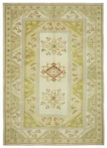 Anadolu Eskitme Bej Pamuk Üzerine Yün El Dokuma Halı-200x279