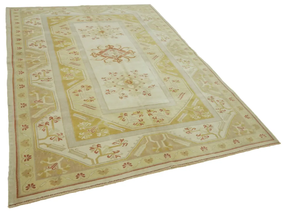 Anadolu Eskitme Bej Pamuk Üzerine Yün El Dokuma Halı-200x279 - Görsel 2