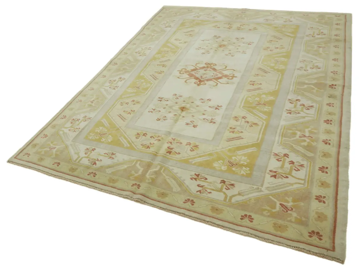 Anadolu Eskitme Bej Pamuk Üzerine Yün El Dokuma Halı-200x279 - Görsel 3