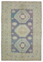 Anadolu Eskitme Bej Pamuk Üzerine Yün El Dokuma Halı-197x292