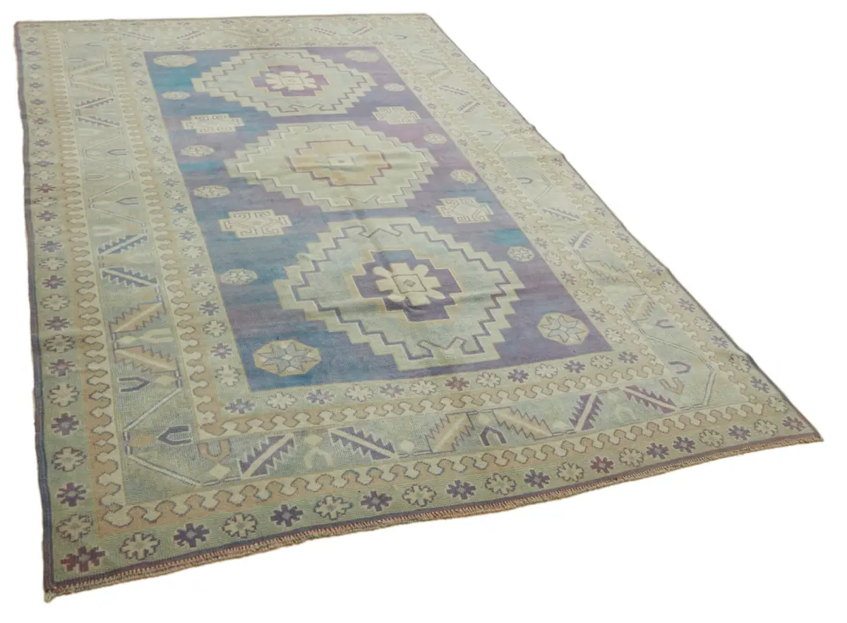 Anadolu Eskitme Bej Pamuk Üzerine Yün El Dokuma Halı-197x292 - Görsel 2