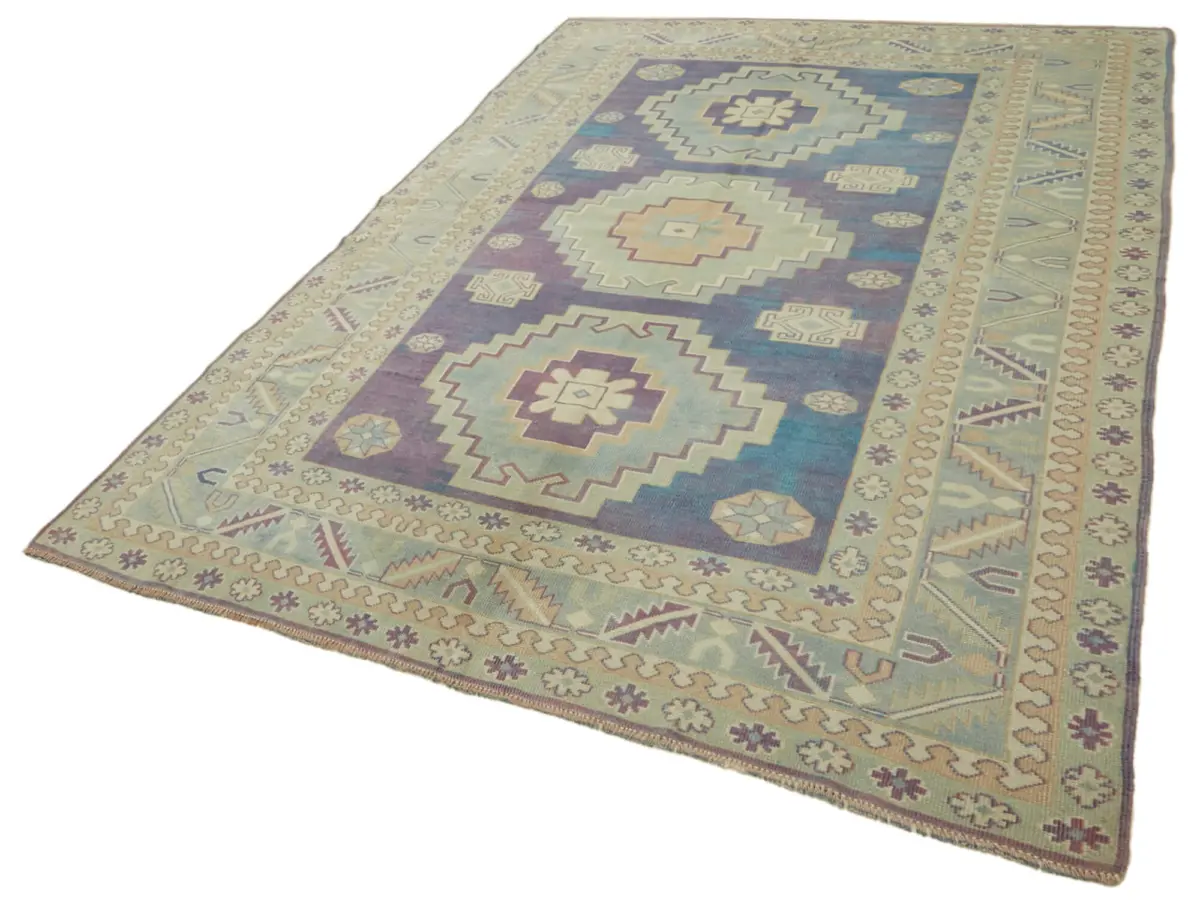 Anadolu Eskitme Bej Pamuk Üzerine Yün El Dokuma Halı-197x292 - Görsel 3