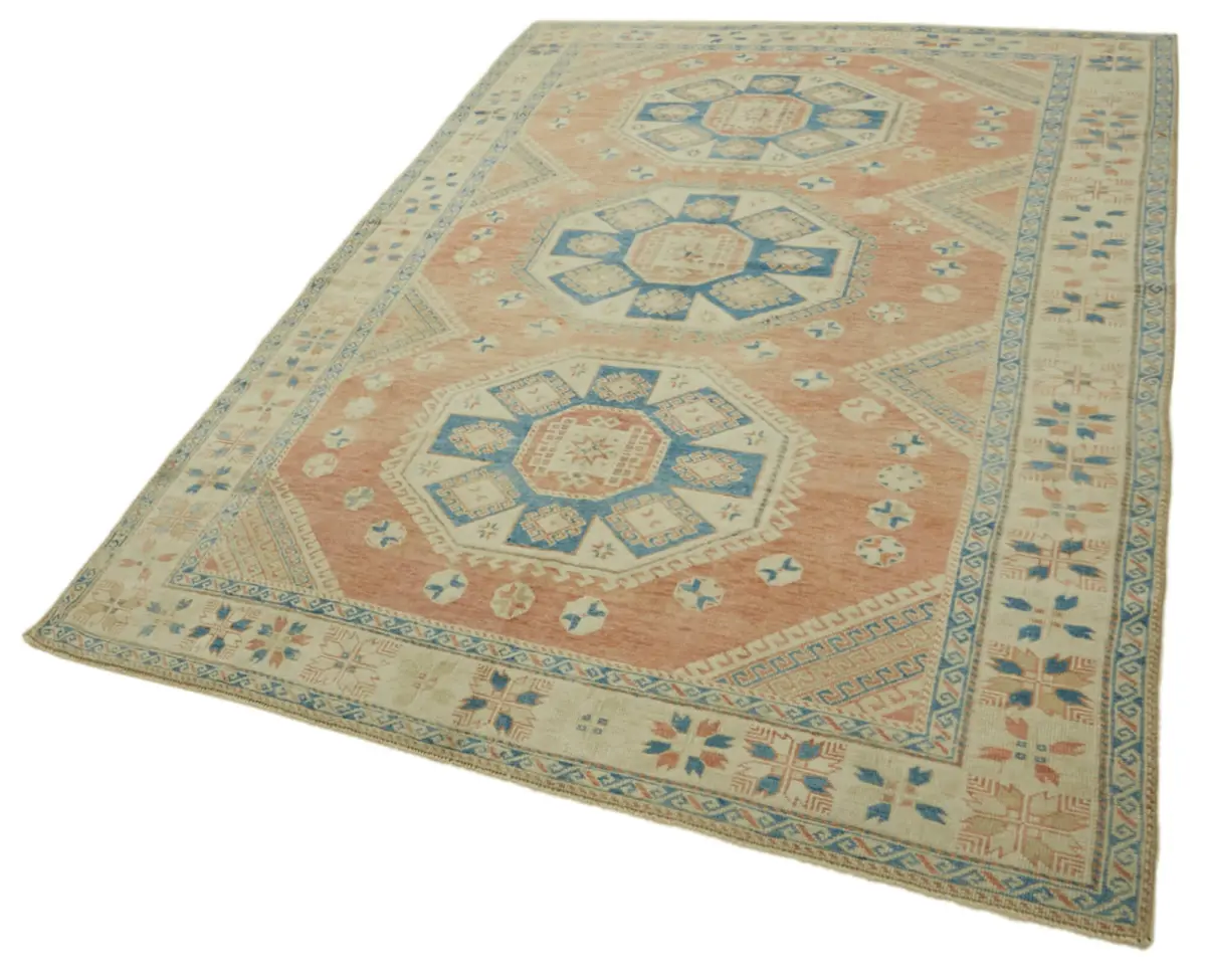 Anadolu Eskitme Bej Pamuk Üzerine Yün El Dokuma Halı-191x299 - Görsel 3