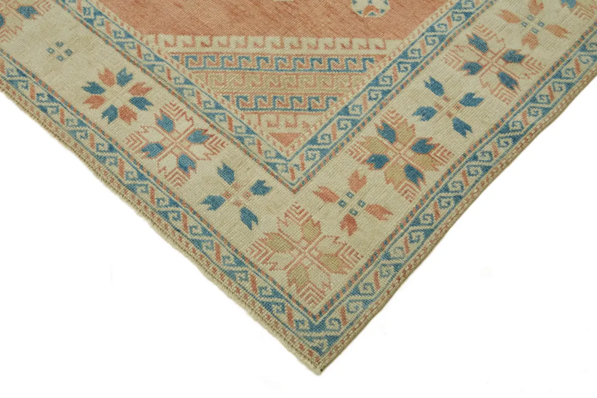 Anadolu Eskitme Bej Pamuk Üzerine Yün El Dokuma Halı-191x299 - Görsel 4