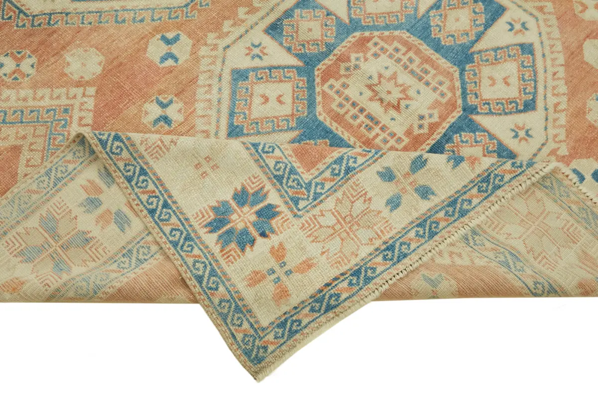 Anadolu Eskitme Bej Pamuk Üzerine Yün El Dokuma Halı-191x299 - Görsel 6