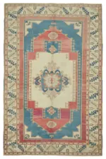 Anadolu Eskitme Bej Pamuk Üzerine Yün El Dokuma Halı-178x271