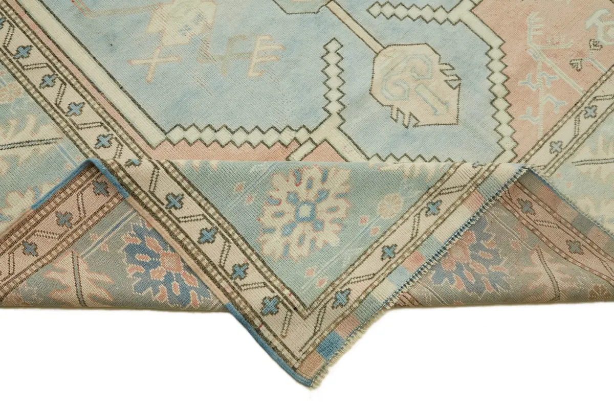 Anadolu Eskitme Mavi Pamuk Üzerine Yün El Dokuma Halı-174x277 - Görsel 6