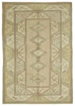 Anadolu Eskitme Bej Pamuk Üzerine Yün El Dokuma Halı-191x289