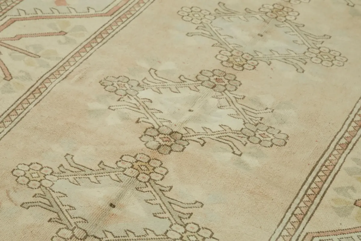 Anadolu Eskitme Bej Pamuk Üzerine Yün El Dokuma Halı-191x289 - Görsel 5