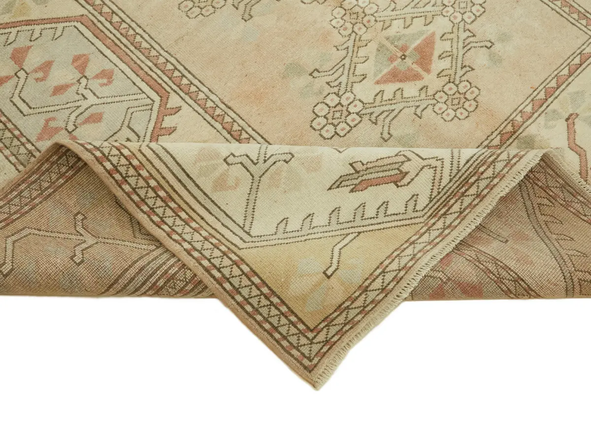 Anadolu Eskitme Bej Pamuk Üzerine Yün El Dokuma Halı-191x289 - Görsel 6