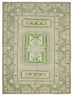 Anadolu Eskitme Bej Pamuk Üzerine Yün El Dokuma Halı-221x296