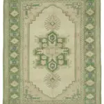 Anadolu Eskitme Yeşil Pamuk Üzerine Yün El Dokuma Halı-186x245