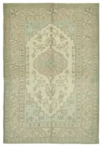 Anadolu Eskitme Bej Pamuk Üzerine Yün El Dokuma Halı-200x291