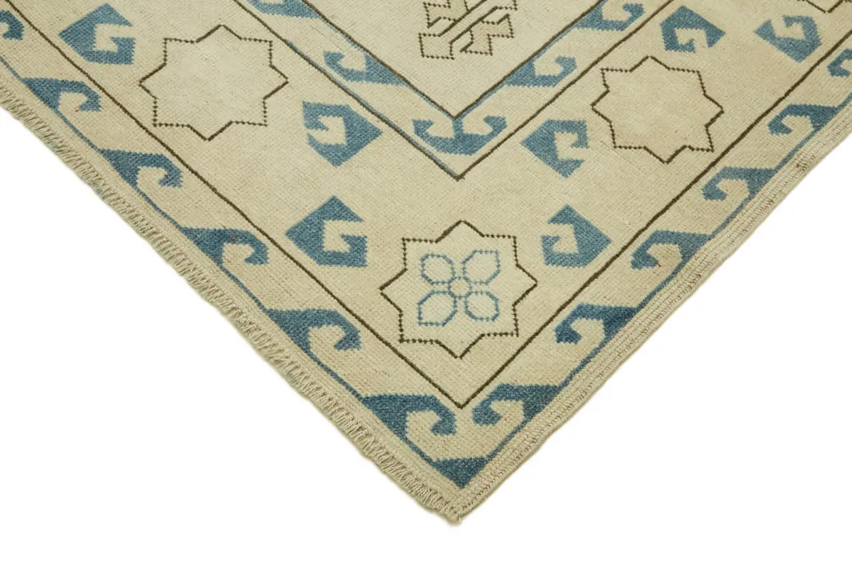 Anadolu Eskitme Bej Pamuk Üzerine Yün El Dokuma Halı-203x312 - Görsel 4