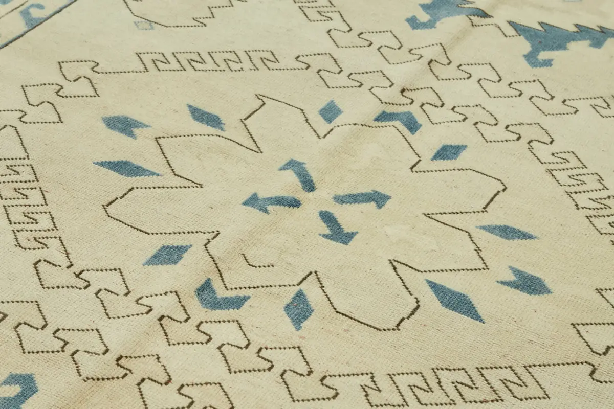 Anadolu Eskitme Bej Pamuk Üzerine Yün El Dokuma Halı-203x312 - Görsel 5