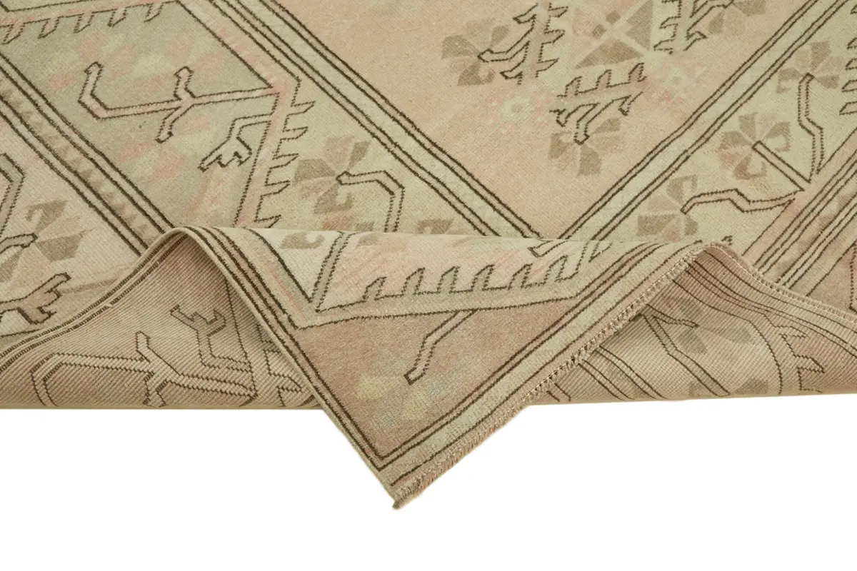 Anadolu Eskitme Bej Pamuk Üzerine Yün El Dokuma Halı-195x278 - Görsel 6