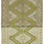 Anadolu Eskitme Yeşil Pamuk Üzerine Yün El Dokuma Halı-186x271