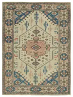 Anadolu Eskitme Bej Pamuk Üzerine Yün El Dokuma Halı-183x244