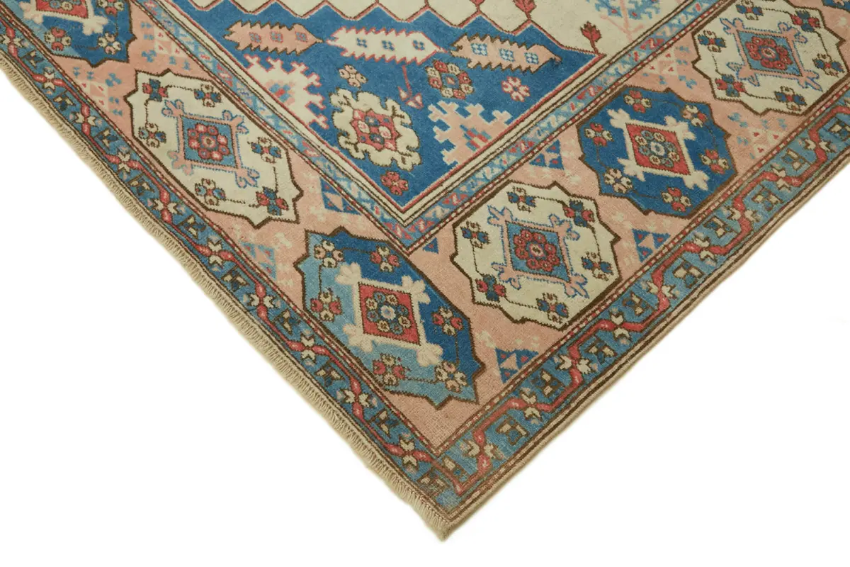 Anadolu Eskitme Bej Pamuk Üzerine Yün El Dokuma Halı-183x244 - Görsel 4