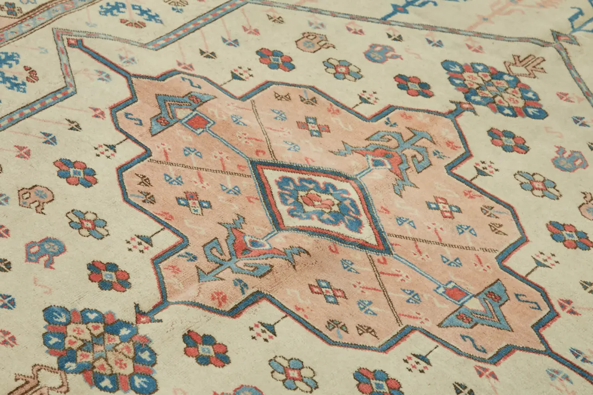 Anadolu Eskitme Bej Pamuk Üzerine Yün El Dokuma Halı-183x244 - Görsel 5