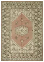 Anadolu Eskitme Bej Pamuk Üzerine Yün El Dokuma Halı-207x293