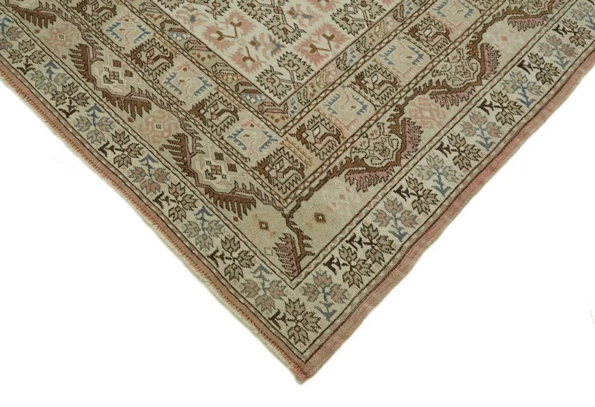 Anadolu Eskitme Bej Pamuk Üzerine Yün El Dokuma Halı-207x293 - Görsel 4