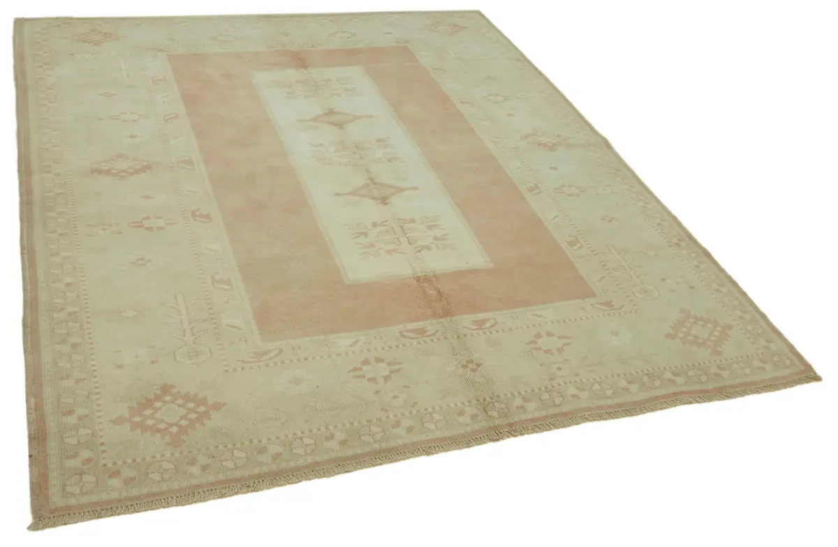 Anadolu Eskitme Bej Pamuk Üzerine Yün El Dokuma Halı-192x221 - Görsel 2