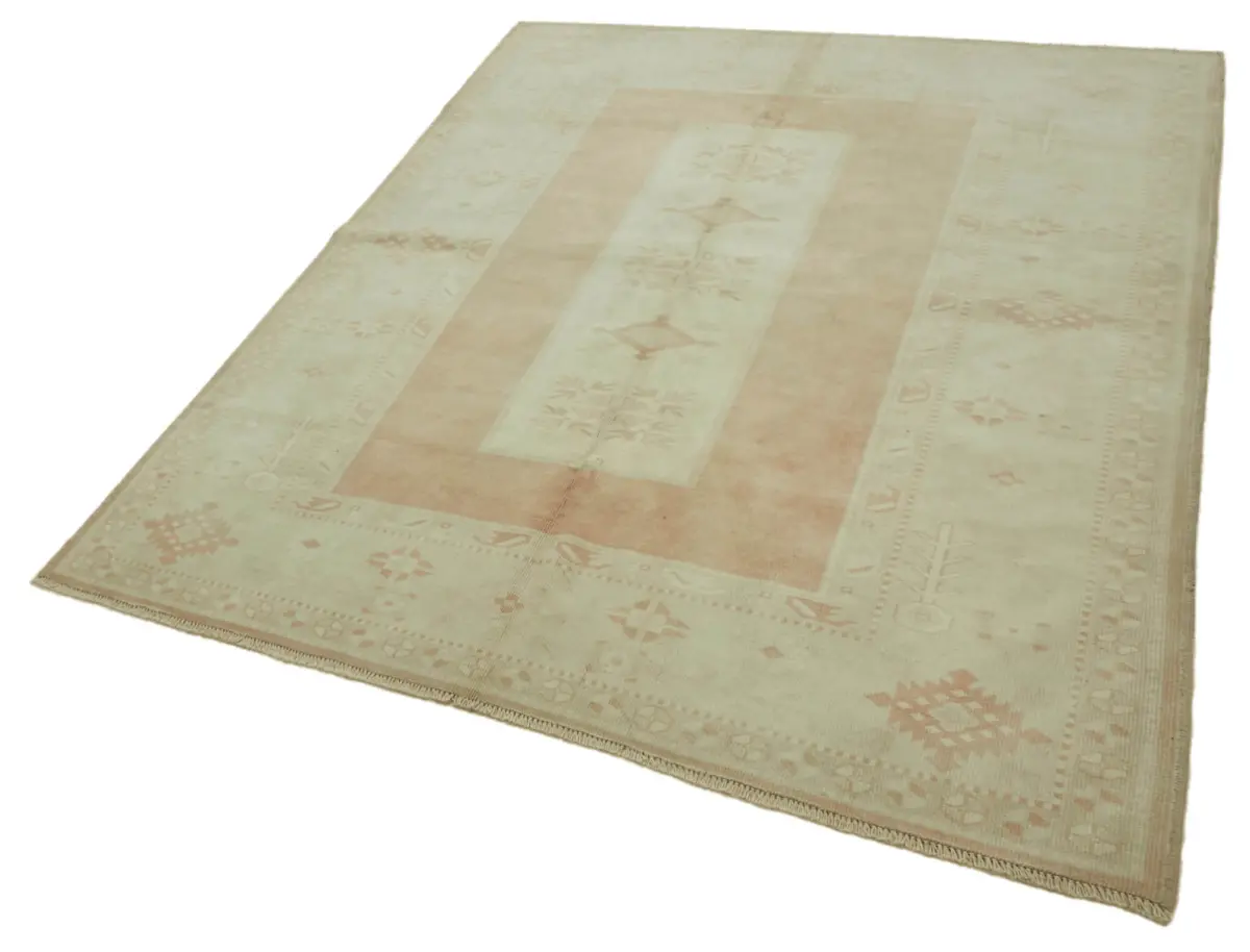 Anadolu Eskitme Bej Pamuk Üzerine Yün El Dokuma Halı-192x221 - Görsel 3