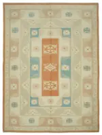 Anadolu Eskitme Bej Pamuk Üzerine Yün El Dokuma Halı-241x321