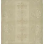 Anadolu Eskitme Bej Pamuk Üzerine Yün El Dokuma Halı-205x313