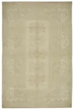 Anadolu Eskitme Bej Pamuk Üzerine Yün El Dokuma Halı-205x313