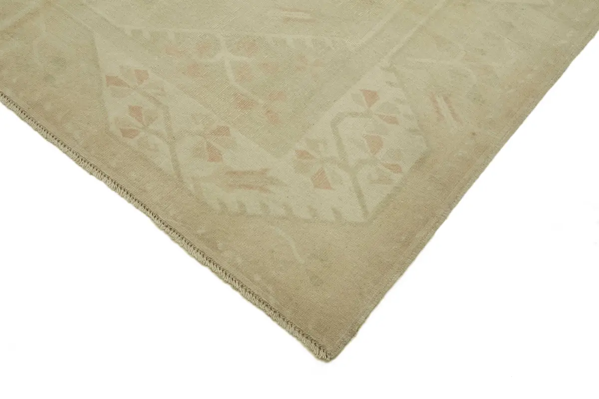 Anadolu Eskitme Bej Pamuk Üzerine Yün El Dokuma Halı-205x313 - Görsel 4