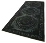 Oyma Siyah Pamuk Üzerine Yün El Dokuma Kilim-141x365 - Görsel 3