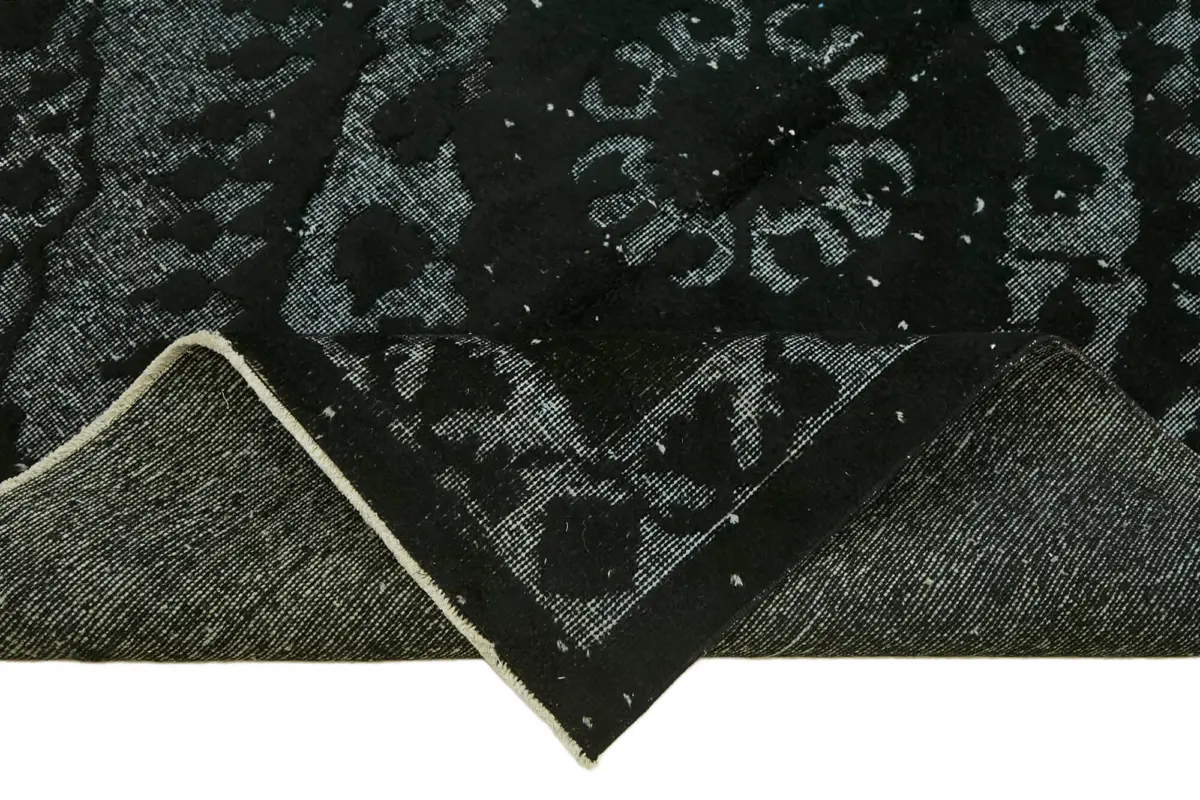 Oyma Siyah Pamuk Üzerine Yün El Dokuma Kilim-141x365 - Görsel 6