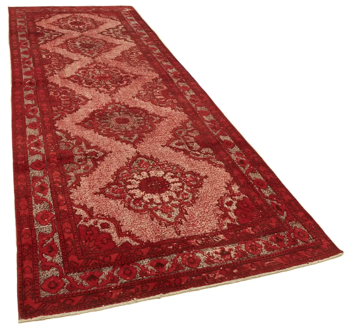 Oyma Kırmızı Pamuk Üzerine Yün El Dokuma Kilim-144x404 - Görsel 2