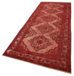 Oyma Kırmızı Pamuk Üzerine Yün El Dokuma Kilim-144x404 - Görsel 3
