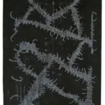 Oyma Siyah Pamuk Üzerine Yün El Dokuma Kilim-210x325