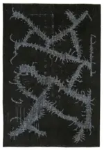 Oyma Siyah Pamuk Üzerine Yün El Dokuma Kilim-210x325