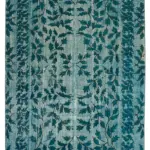 Oyma Turkuaz Pamuk Üzerine Yün El Dokuma Kilim-198x315