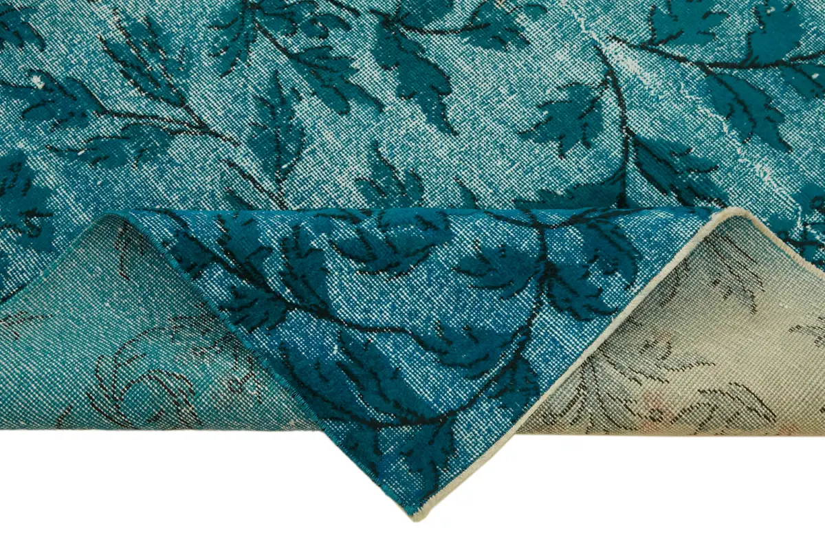 Oyma Turkuaz Pamuk Üzerine Yün El Dokuma Kilim-198x315 - Görsel 6