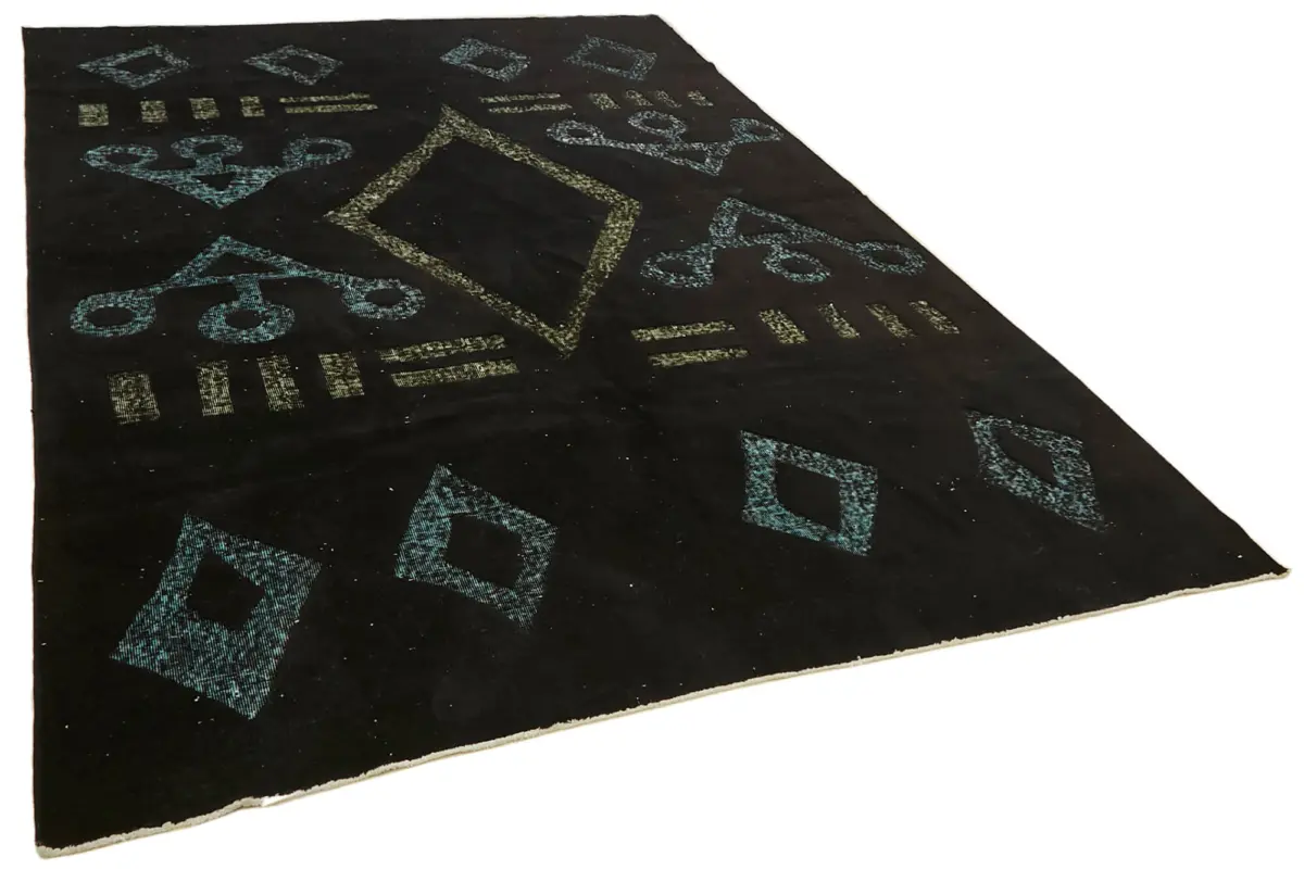 Oyma Siyah Pamuk Üzerine Yün El Dokuma Kilim-236x350 - Görsel 2