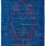 Oyma Mavi Pamuk Üzerine Yün El Dokuma Kilim-201x325