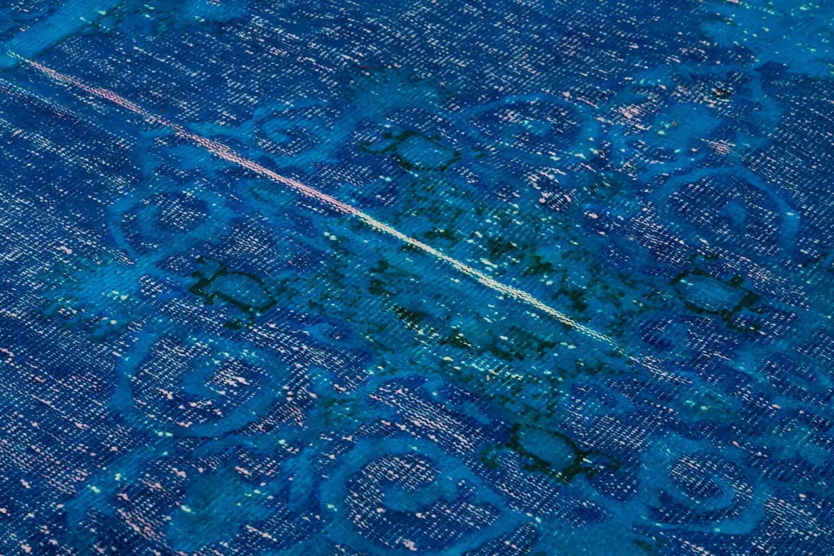 Oyma Mavi Pamuk Üzerine Yün El Dokuma Kilim-201x325 - Görsel 5