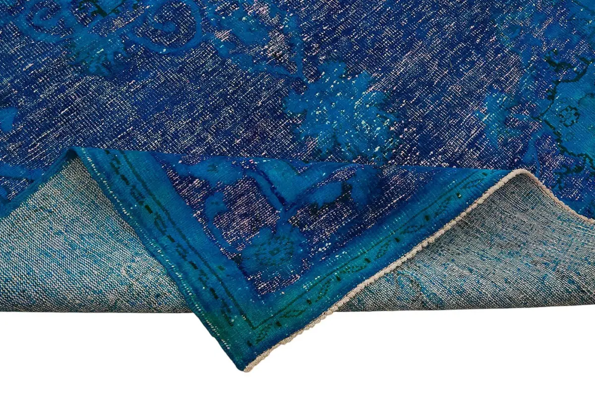 Oyma Mavi Pamuk Üzerine Yün El Dokuma Kilim-201x325 - Görsel 6