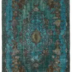 Oyma Mavi Pamuk Üzerine Yün El Dokuma Kilim-157x267
