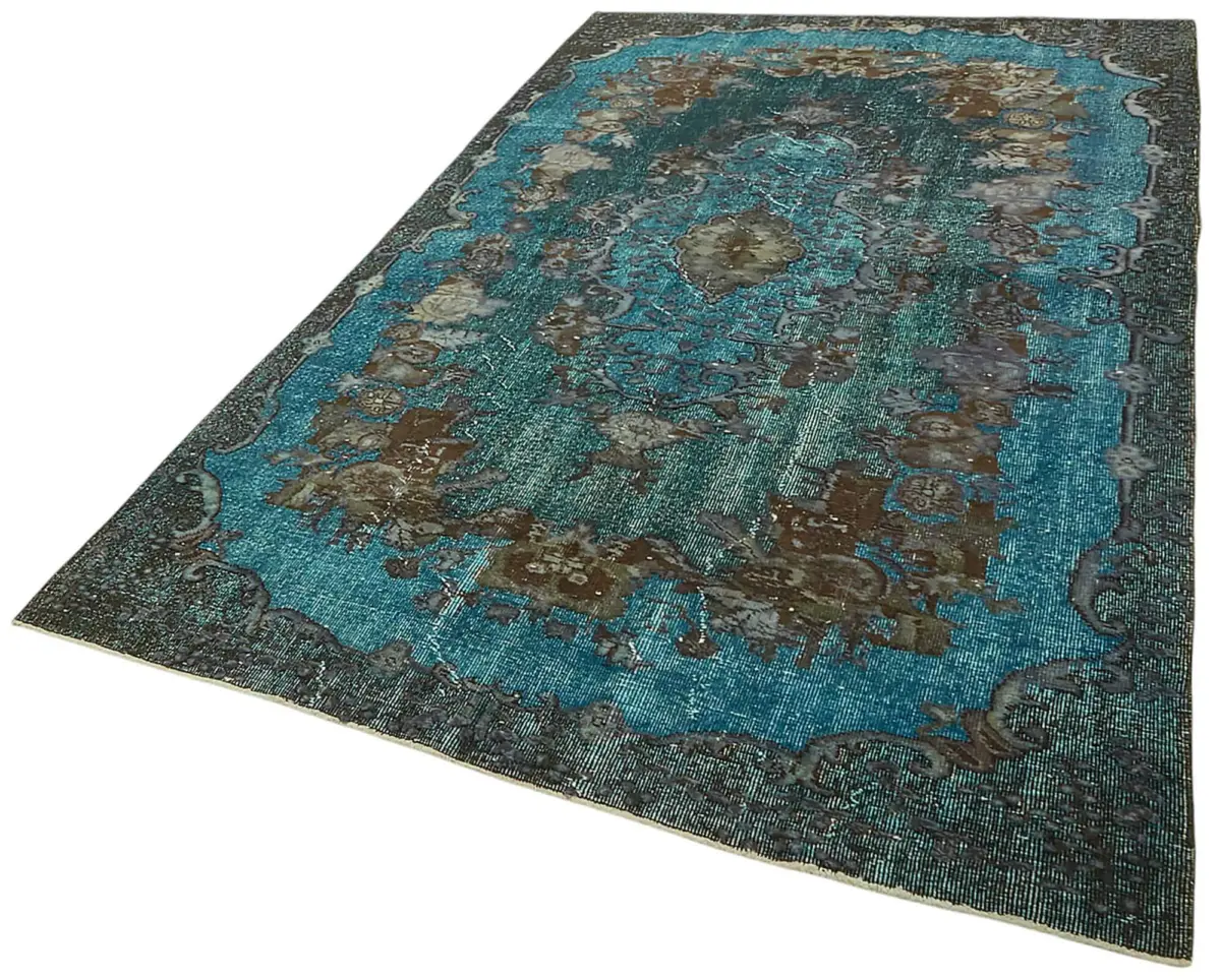 Oyma Mavi Pamuk Üzerine Yün El Dokuma Kilim-157x267 - Görsel 3