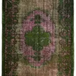 Oyma Yeşil Pamuk Üzerine Yün El Dokuma Kilim-180x300