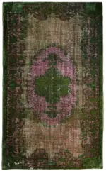 Oyma Yeşil Pamuk Üzerine Yün El Dokuma Kilim-180x300