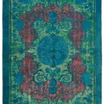 Oyma Mavi Pamuk Üzerine Yün El Dokuma Kilim-199x284