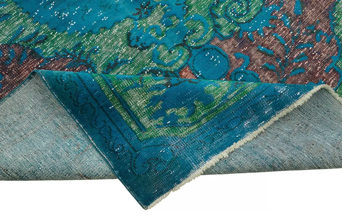 Oyma Mavi Pamuk Üzerine Yün El Dokuma Kilim-199x284 - Görsel 6